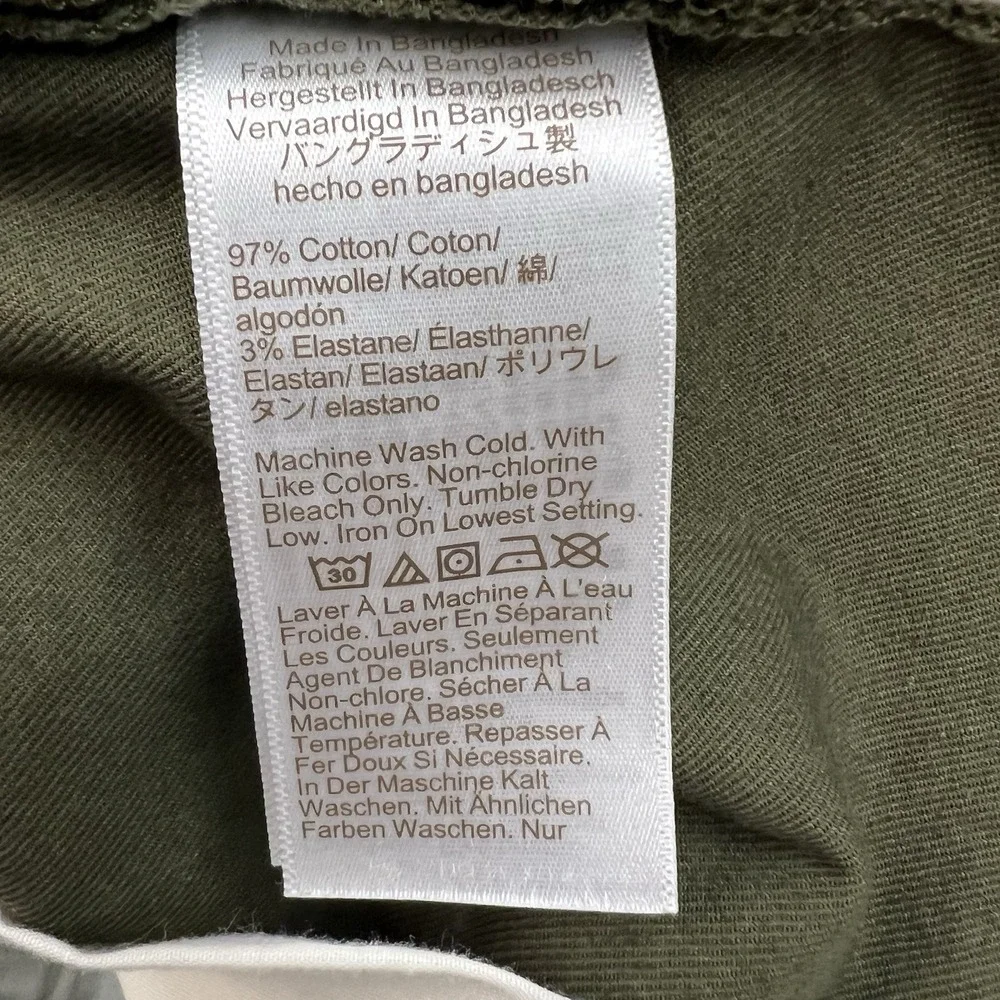 J Crew Flex Military Cargo Pants Mens 38x32 Slim Straight Green Twill Stretch